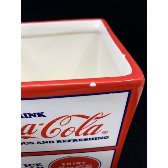 Square Coca-Cola Cannister 2008 Pacific Enterprises 7" Tall Porcelain Storage - Picture 11 of 13